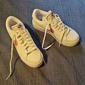 Nike White and Pink Classic Sneakers